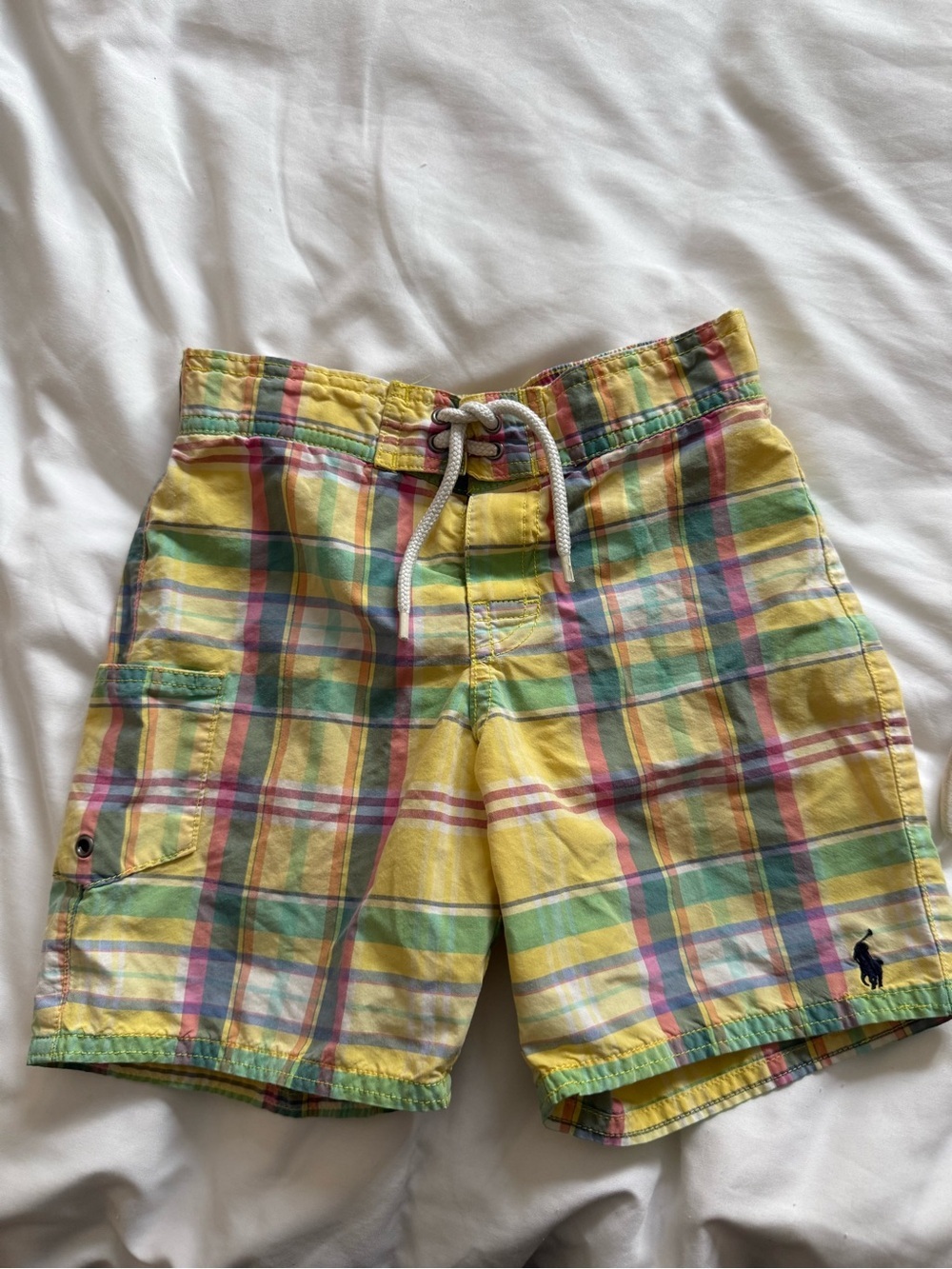 Polo Ralph Lauren Boys Yellow Plaid Swimsuit Size 5